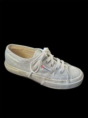 Superga Silver Metallic Low-Top Lace-Up Sneakers!!! Size 36 (5)